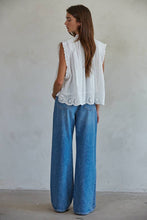 Load image into Gallery viewer, Woven Cotton Eyelet Buttondown Sleeveless Top
