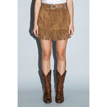 Load image into Gallery viewer, Vegan Suede Star Fringe Mini Skirt
