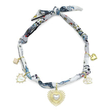 Load image into Gallery viewer, Green dot Convertible Scarf Necklace with heart Adjustable Silk Scarf Statement
