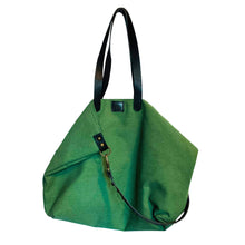 Load image into Gallery viewer, Leather and Cotton Canvas Tote Green
