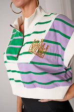 Load image into Gallery viewer, Striped 1/4 Zip Top with cap sleeve

