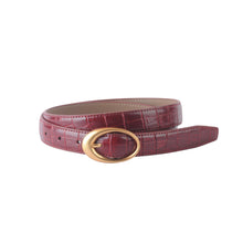 Load image into Gallery viewer, Croco Clean Stitched Belt with Oval Buckle
