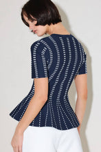 Load image into Gallery viewer, Jacquard sweater top - NAVY WHITE
