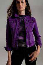 Load image into Gallery viewer, Purple Slim denim jacket
