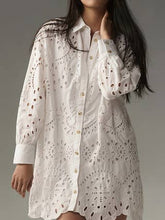 Load image into Gallery viewer, Eyelet Embroidery Long Sleeve Coverup
