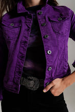 Load image into Gallery viewer, Purple Slim denim jacket
