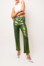 Load image into Gallery viewer, Green Denim Foil Coated Pants
