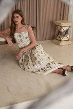 Load image into Gallery viewer, BOTANICAL PRINT SLEEVELESS DROP-WAIST MIDI DRESS
