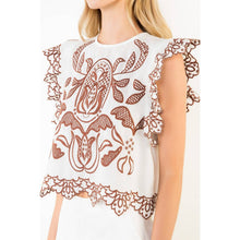 Load image into Gallery viewer, Ruffle Sleeves Embroidery Detail Top
