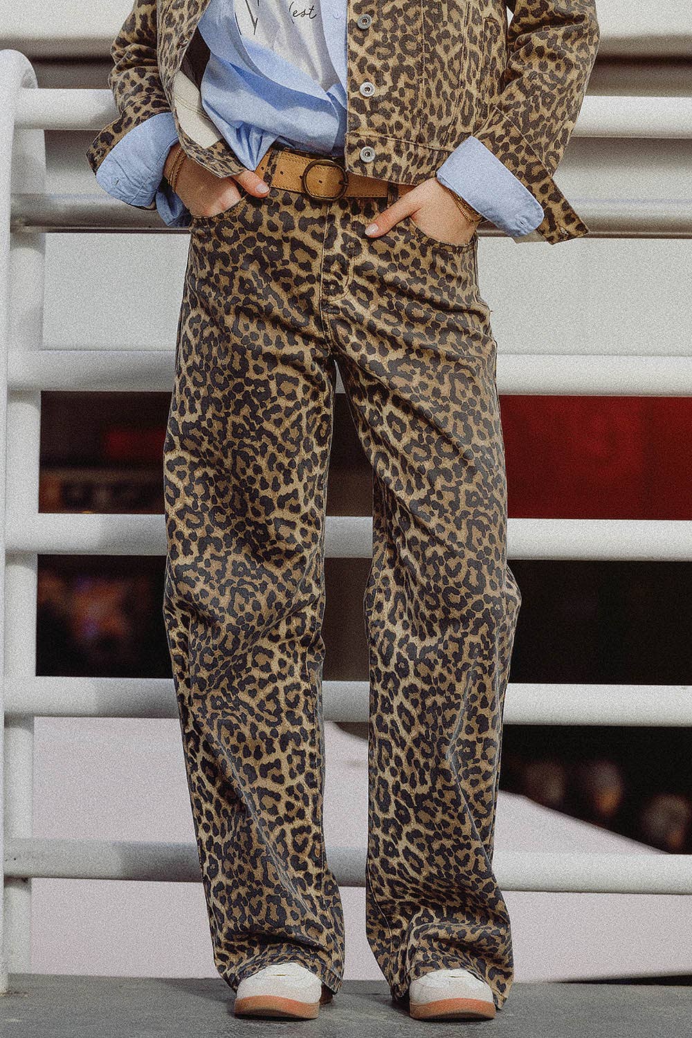 Leopard Print With Front and Back Ombré Jeans