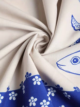 Load image into Gallery viewer, Sardine print smocked sundress seaside ocean strap dress
