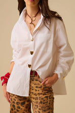 Load image into Gallery viewer, White Oversized Blouse with Gold Heart Buttons
