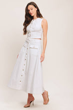 Load image into Gallery viewer, White woven midi skirt
