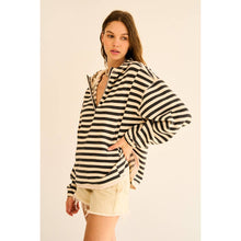 Load image into Gallery viewer, Half-Zip French Terry Stripe Hoodie Pullover
