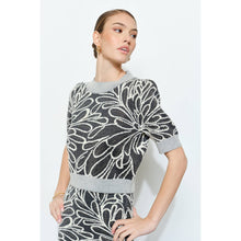 Load image into Gallery viewer, Glitter Detail Abstract Jacquard Knit Top
