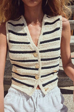 Load image into Gallery viewer, V-neck striped knitted Cardigan vest
