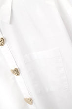 Load image into Gallery viewer, White Oversized Blouse with Gold Heart Buttons
