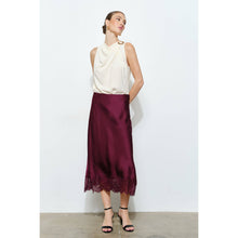 Load image into Gallery viewer, Classic Silky with Lace Hem Midi Skirt
