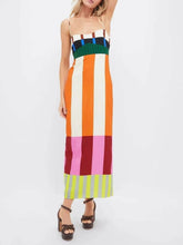 Load image into Gallery viewer, Color block stripes strappy sundress
