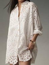 Load image into Gallery viewer, Eyelet Embroidery Long Sleeve Coverup
