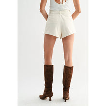 Load image into Gallery viewer, HIGH-WAISTED PLEATED IVORY TAILORED COTTON SHORTS
