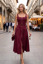 Load image into Gallery viewer, Belted Zip Front Midi Dress
