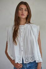 Load image into Gallery viewer, Woven Cotton Eyelet Buttondown Sleeveless Top
