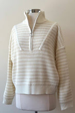 Load image into Gallery viewer, Preppy Californian Half-zip Striped Sweater-GREEN

