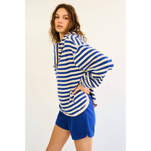 Load image into Gallery viewer, Half-Zip French Terry Stripe Hoodie Pullover
