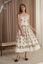 Load image into Gallery viewer, BOTANICAL PRINT SLEEVELESS DROP-WAIST MIDI DRESS
