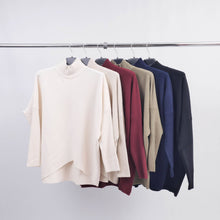 Load image into Gallery viewer, Oversized turtleneck knit sweater with front detail
