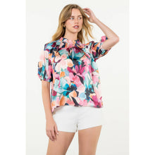 Load image into Gallery viewer, Smocked Neck Puff Sleeve Floral Top
