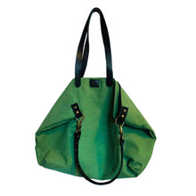 Load image into Gallery viewer, Leather and Cotton Canvas Tote Green
