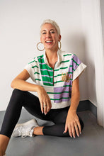 Load image into Gallery viewer, Striped 1/4 Zip Top with cap sleeve
