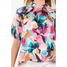 Load image into Gallery viewer, Smocked Neck Puff Sleeve Floral Top
