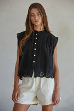 Load image into Gallery viewer, Woven Cotton Eyelet Buttondown Sleeveless Top
