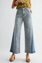 Load image into Gallery viewer, Wide-Leg Two-Tone High Waist Denim Jeans
