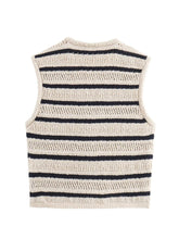 Load image into Gallery viewer, V-neck striped knitted Cardigan vest
