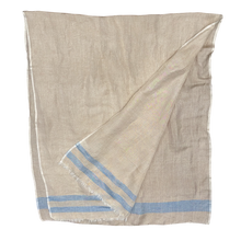 Load image into Gallery viewer, Linen Scarf with Light Blue Stripes
