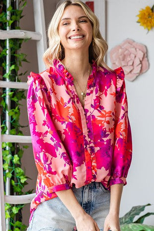 Floral Print Button Down blouse