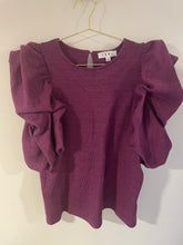 Load image into Gallery viewer, Purple Knit Top with Puff Sleeves
