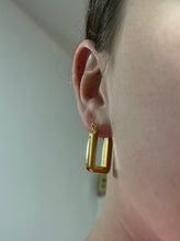 Load image into Gallery viewer, Gold Rectangle Hoop Earring
