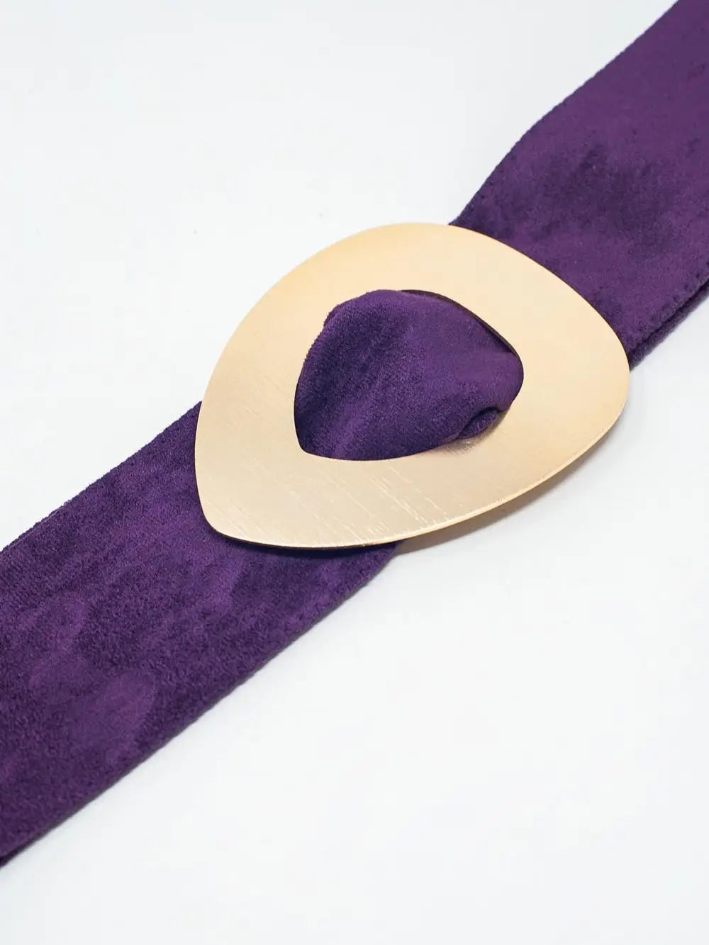 Purple Suede Belt with Oversized Gold Buckle