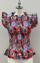 Load image into Gallery viewer, Red And Blue Smocked Front Top
