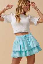Load image into Gallery viewer, Ice Blue Flounce Pintuck lace skort
