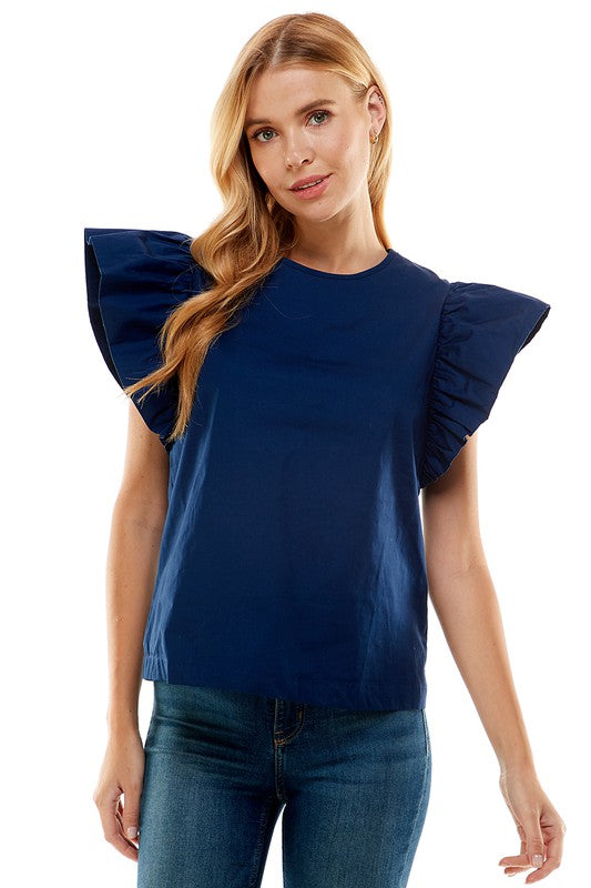 Short Sleeve Ruffle Top-Various Colors