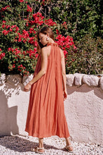 Load image into Gallery viewer, Deep Coral Halter Neck Maxi Dress
