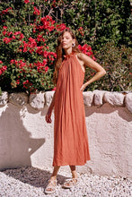 Load image into Gallery viewer, Deep Coral Halter Neck Maxi Dress
