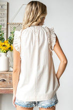 Load image into Gallery viewer, Linen Flutter Sleeve Button Back Blouse
