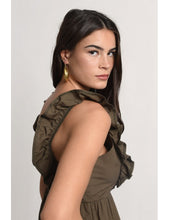 Load image into Gallery viewer, Ruffle Sleeve Olive Maxi Dress
